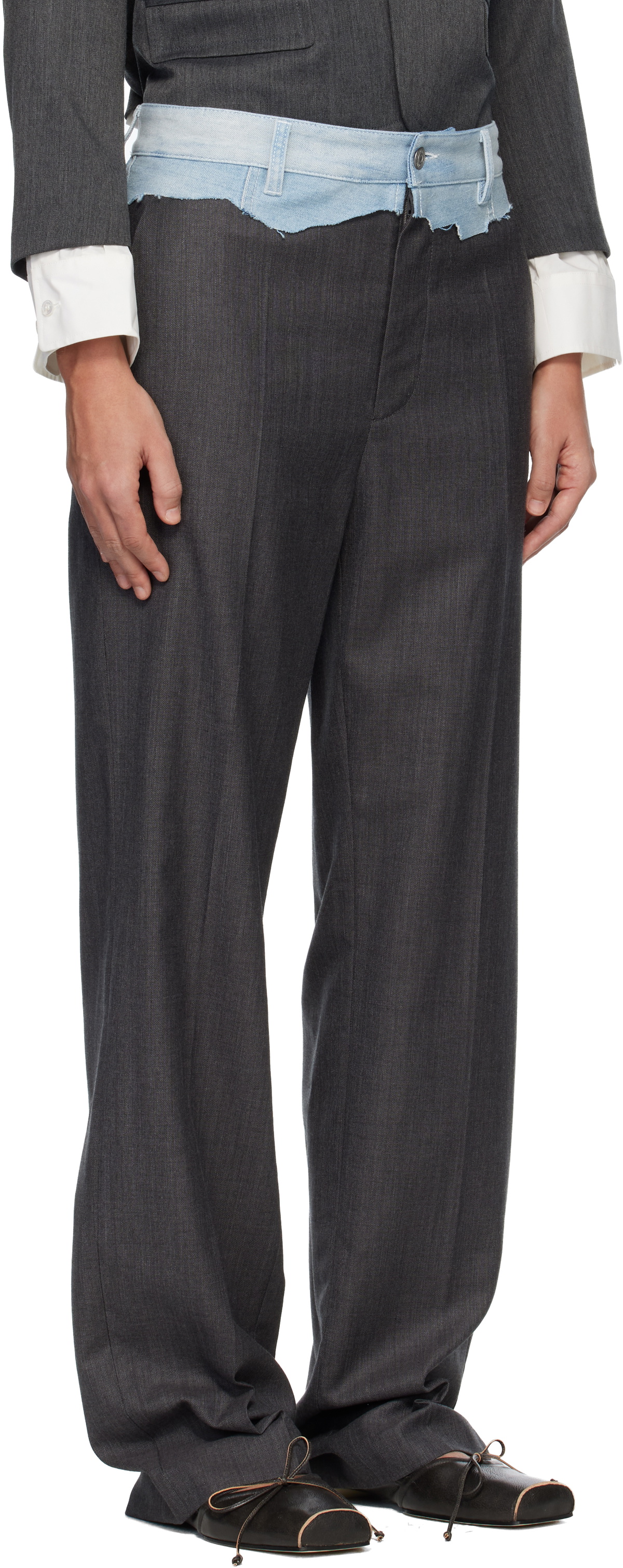MM6 Maison Margiela Gray Tailored Denim Waistband Trousers