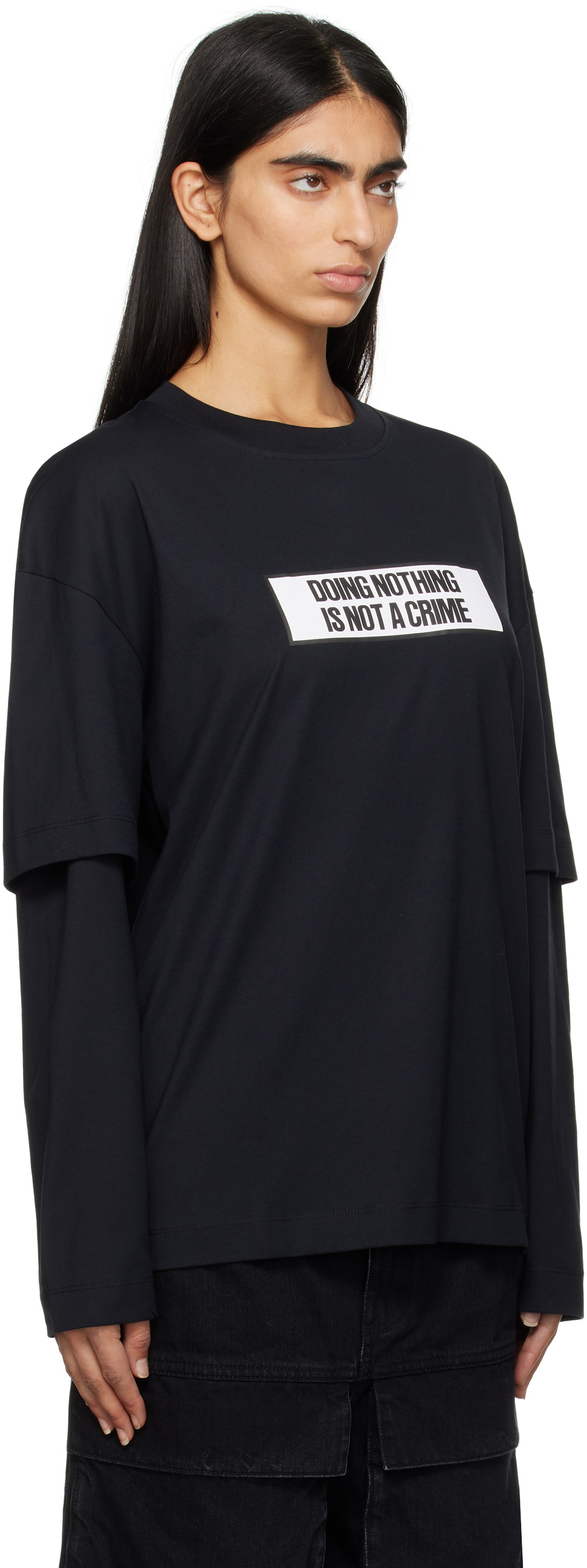 Études Black 'Not A Crime' Double Sleeves T-shirt