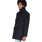 Yves Salomon Navy Down Wool Trench Coat