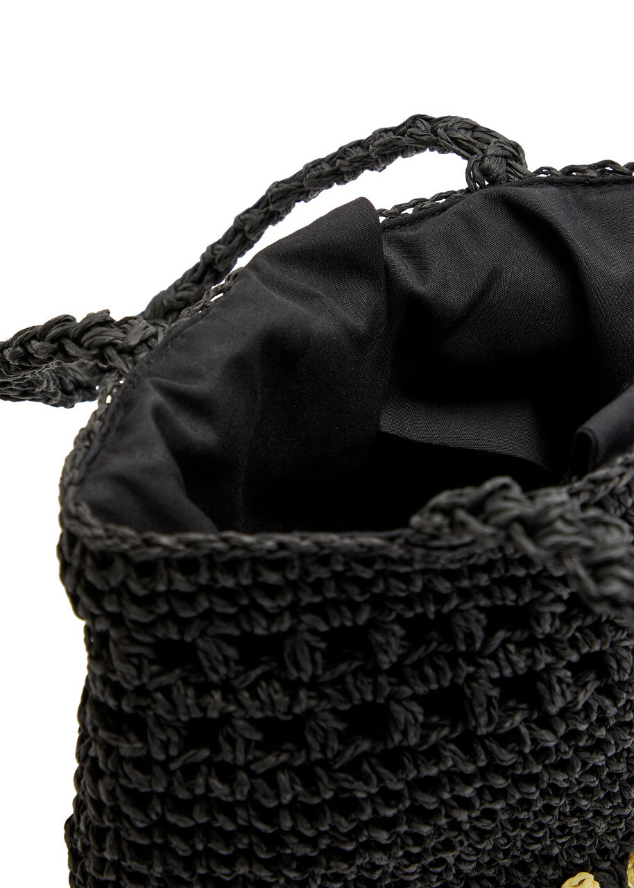 Damson Madder Tulip Raffia top Handle bag - Black - One Size
