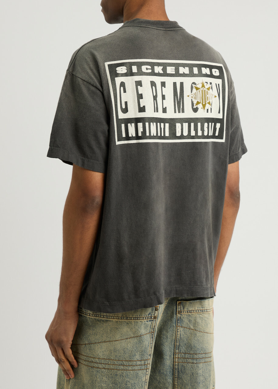 Saint Mxxxxxx X Denim Tears Printed Cotton T-shirt Black
