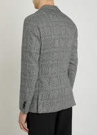 Boss Hanry Checked Cotton and Linen-wool Blazer Grey