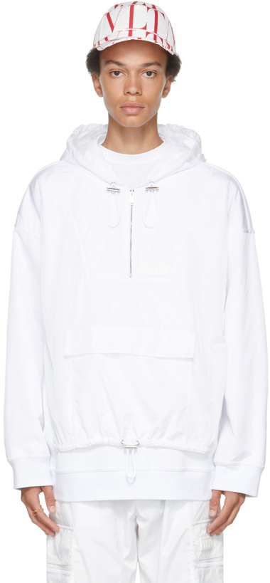 Photo: Valentino White Nylon & Cotton Hooded Jacket