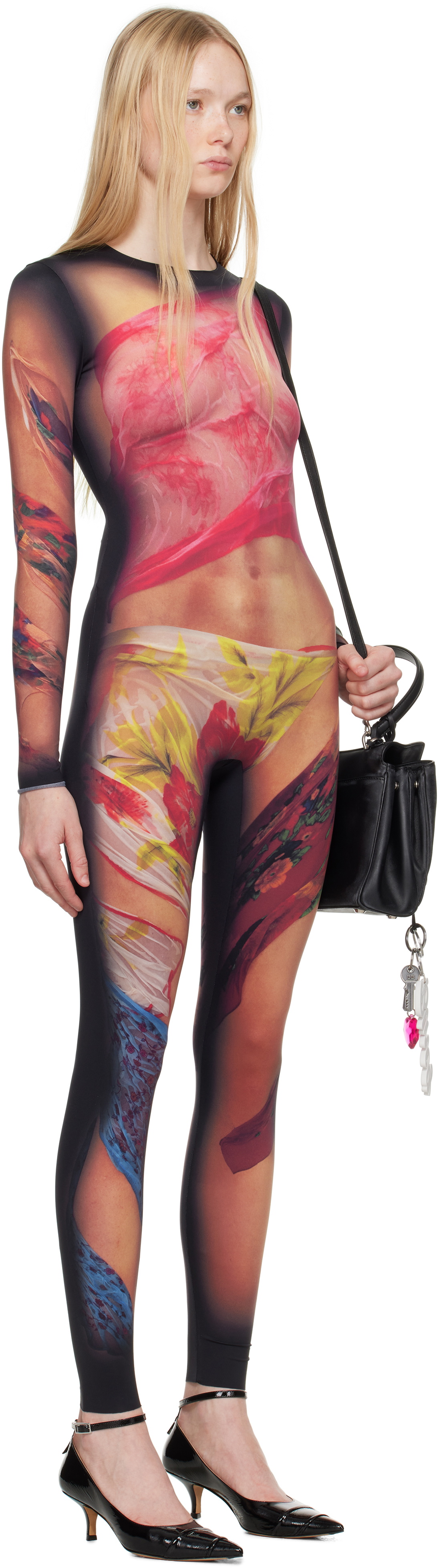 Marine Serre Multicolor Recycled Draped Statue Jersey Unitard