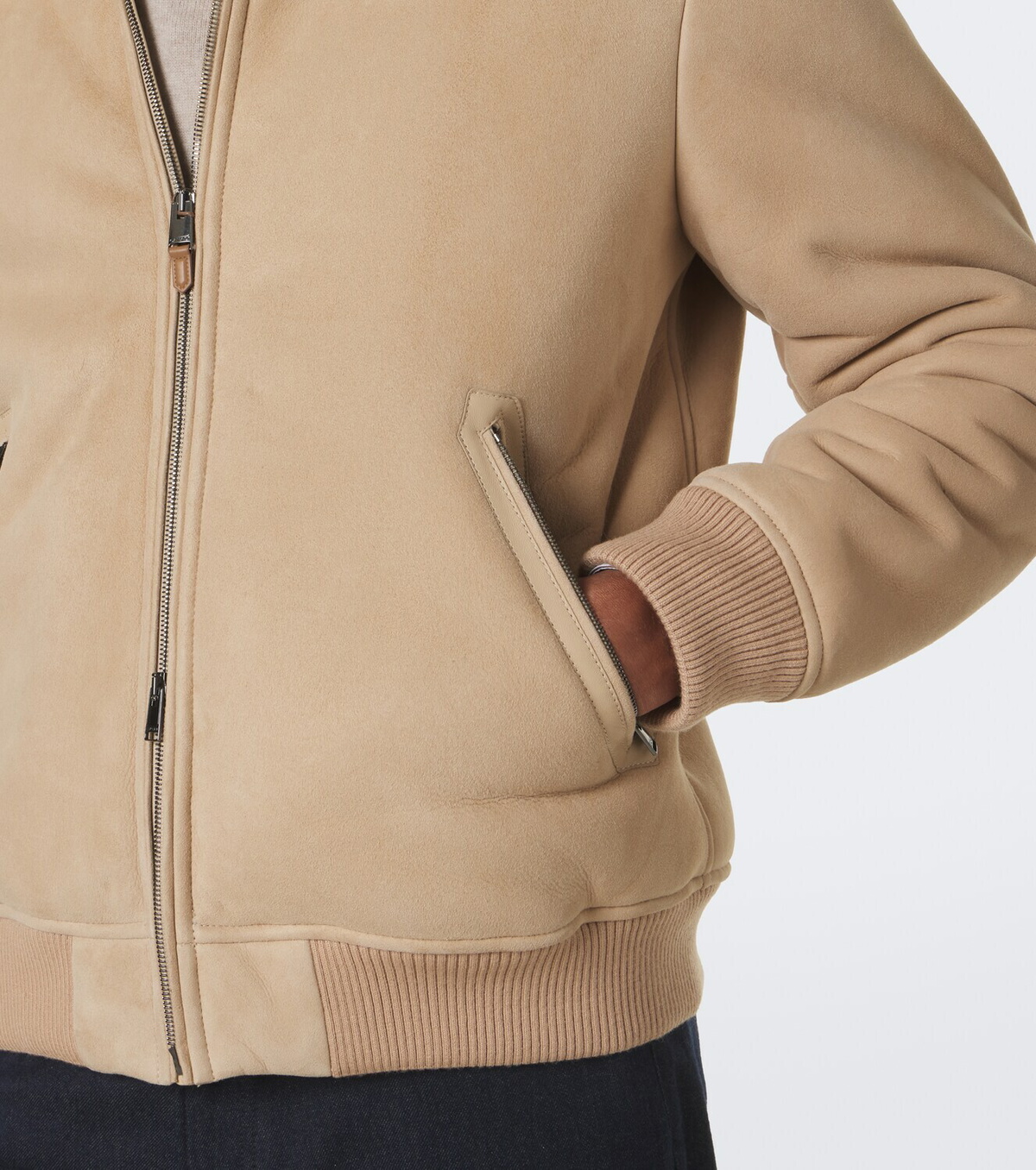 Canali Shearling-trimmed suede blouson jacket