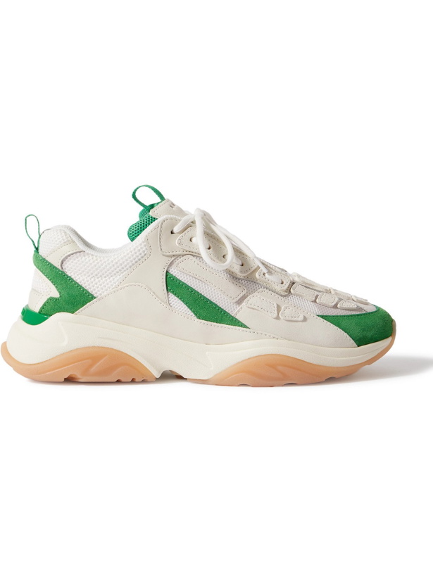 Photo: AMIRI - Bone Runner Leather and Suede-Trimmed Mesh Sneakers - Green - 41