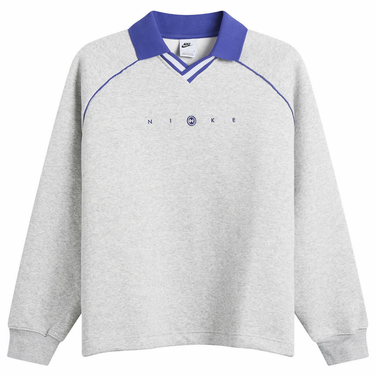 Nike Women's NSW Phoenix Polo Top in Pure Platinum/Htr/Lapis