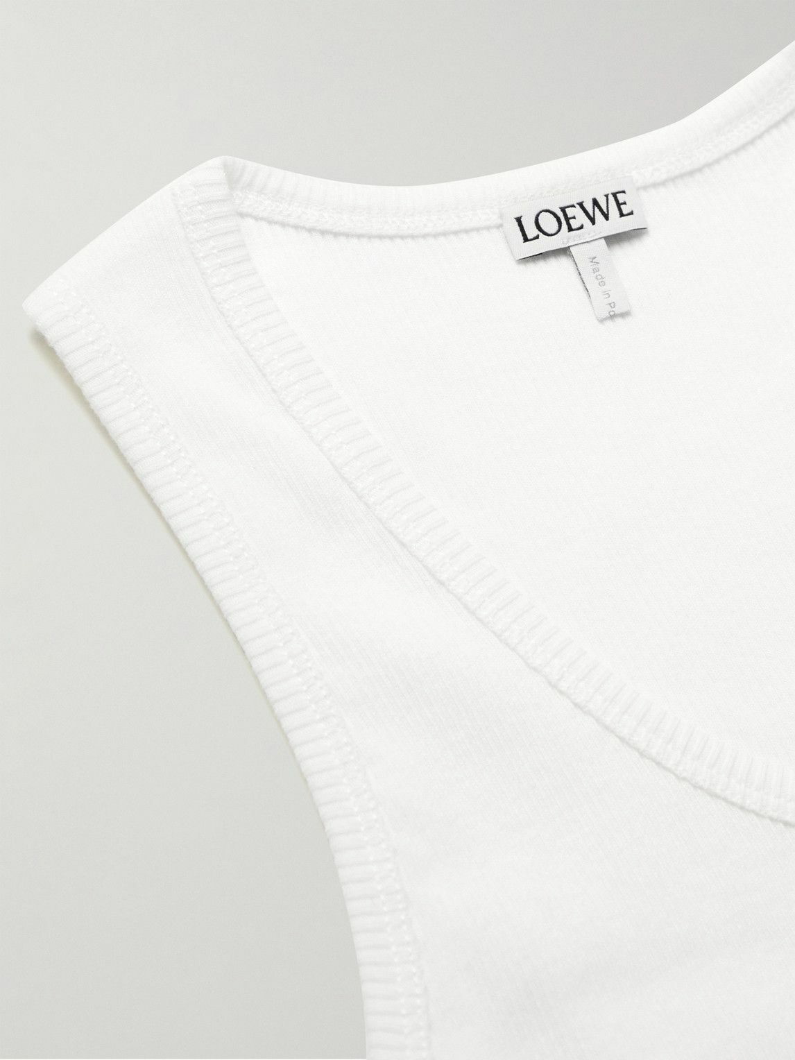 Loewe - Logo-Embroidered Ribbed Stretch-Cotton Tank Top - White Loewe