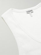Loewe - Logo-Embroidered Ribbed Stretch-Cotton Tank Top - White