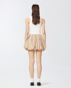 Pinko Full Rhinestone Balloon Miniskirt Warm Taupe Beige