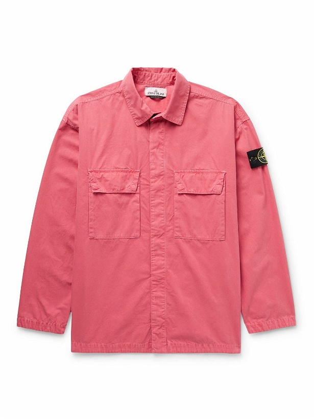 Photo: Stone Island - Logo-Appliquéd Brushed Cotton-Canvas Overshirt - Pink