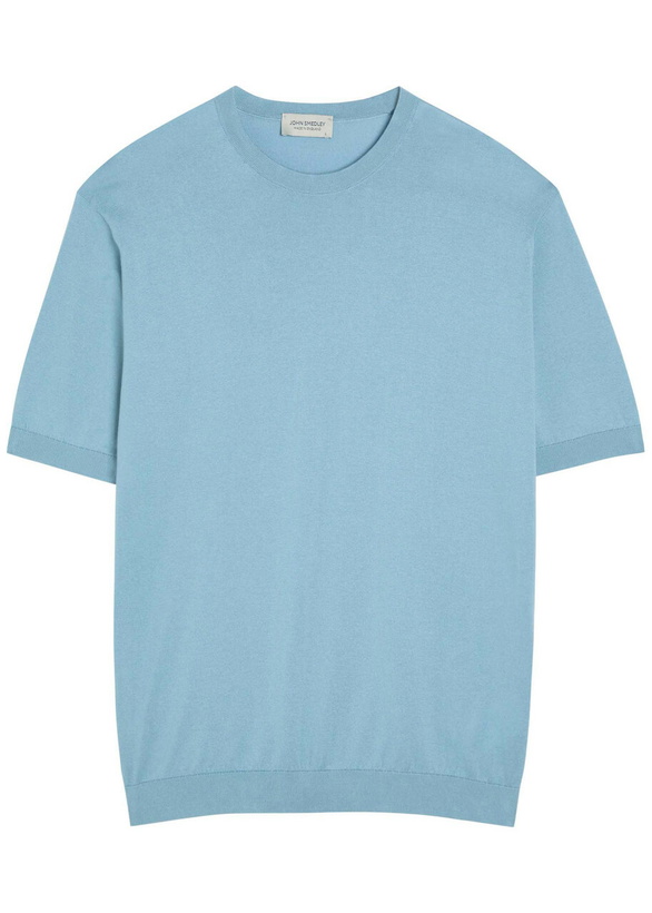 Photo: John Smedley Torin Fine-knit Cotton T-shirt Light Blue