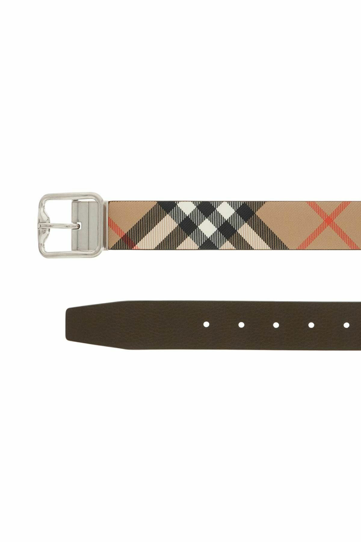 BURBERRY reversible b buckle check belt Beige Burberry