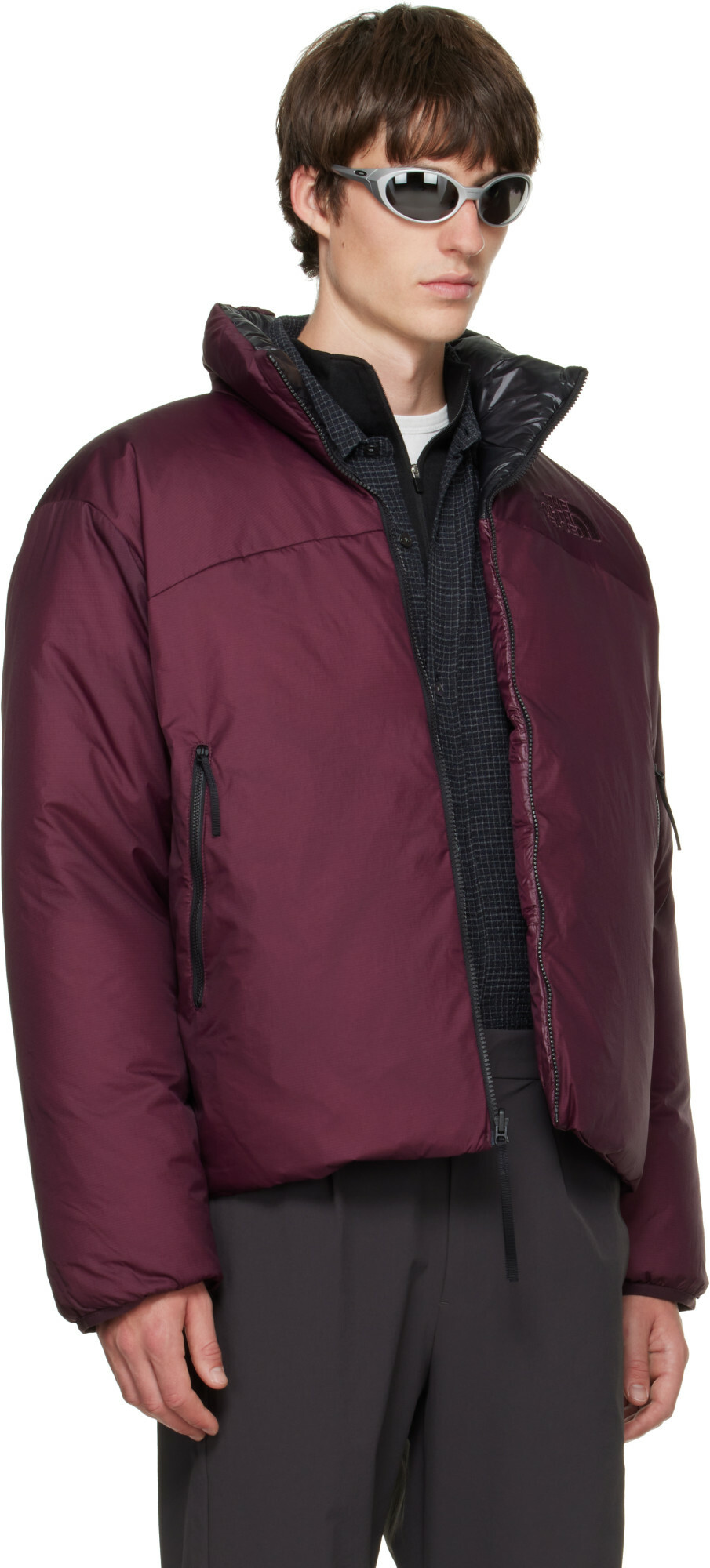 The North Face Burgundy Pertex Nuptse Reversible Down Jacket