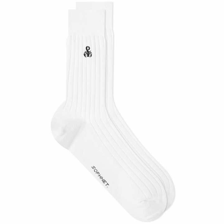 Photo: SOPHNET. Men's Logo Ribbed Sock in White