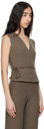 LESET Brown Lauren Sleeveless Wrap Vest