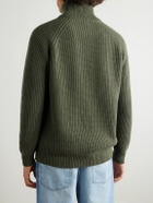 Ghiaia Cashmere - Ribbed Wool Half-Zip Sweater - Green