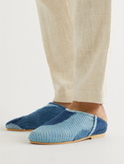 11.11/eleven eleven - Patchwork Cotton Slippers - Blue