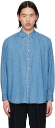 AURALEE Blue Press-Stud Shirt