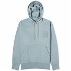 Norse Projects Men's Arne Relaxed N Logo Hoodie in Dark Ice Blue