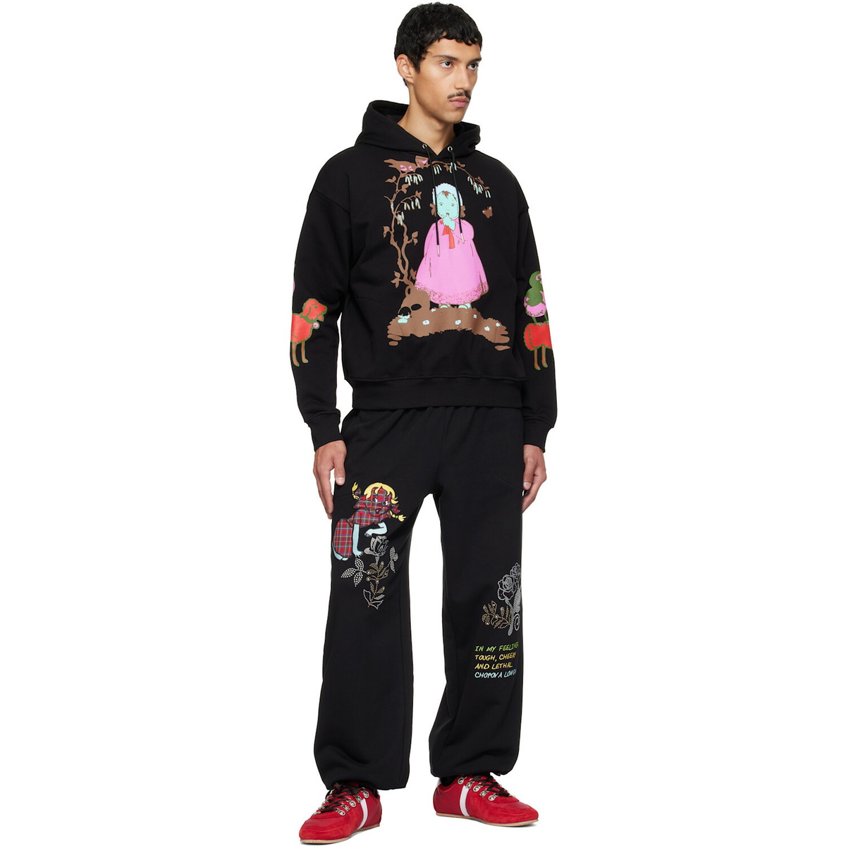 Chopova Lowena Black Feelings Delight Sweatpants