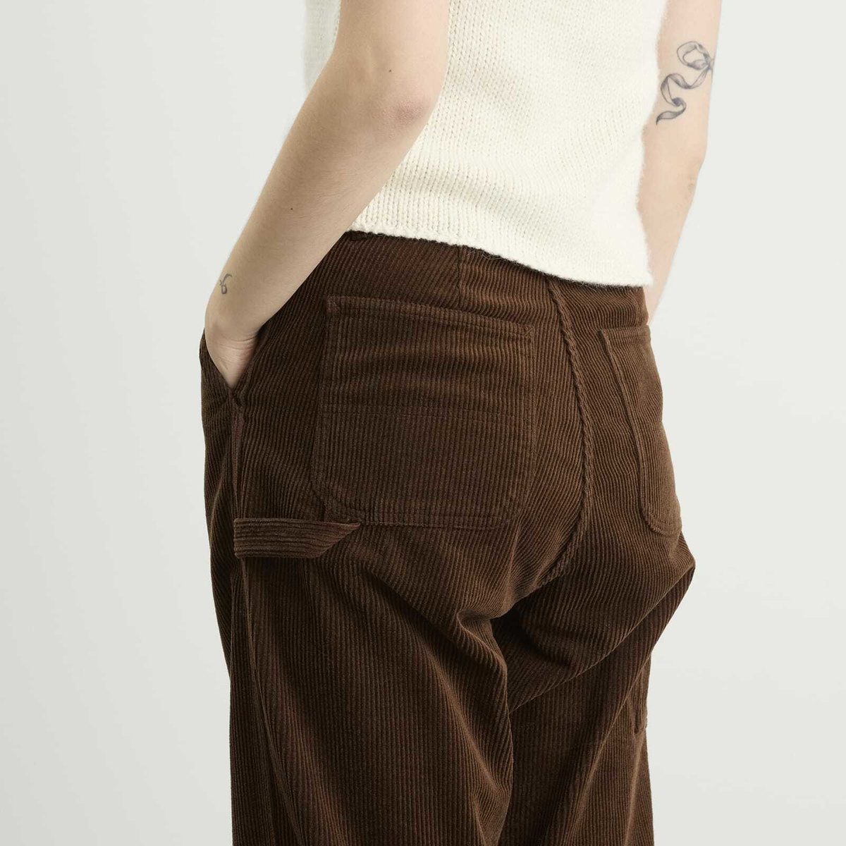 Nothing Written Women's Corduroy Carpenter Pants in Dark Brown