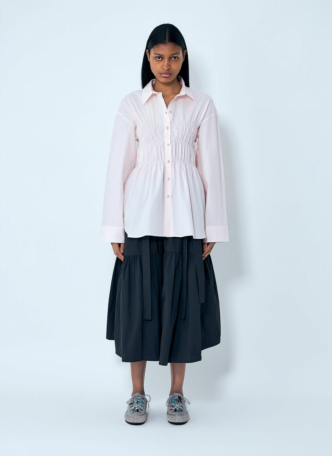 Cecilie Bahnsen Smocked Detail Poplin Shirt