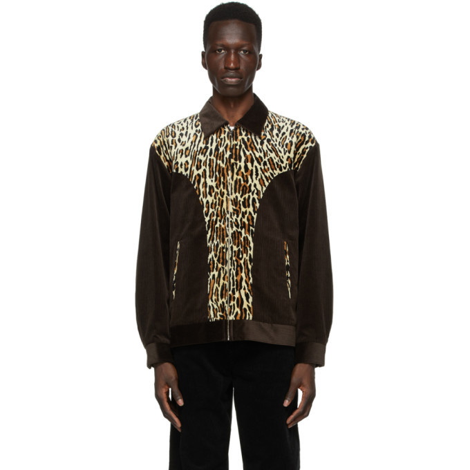 WACKO MARIA Brown and Beige Corduroy Leopard Western Jacket Wacko