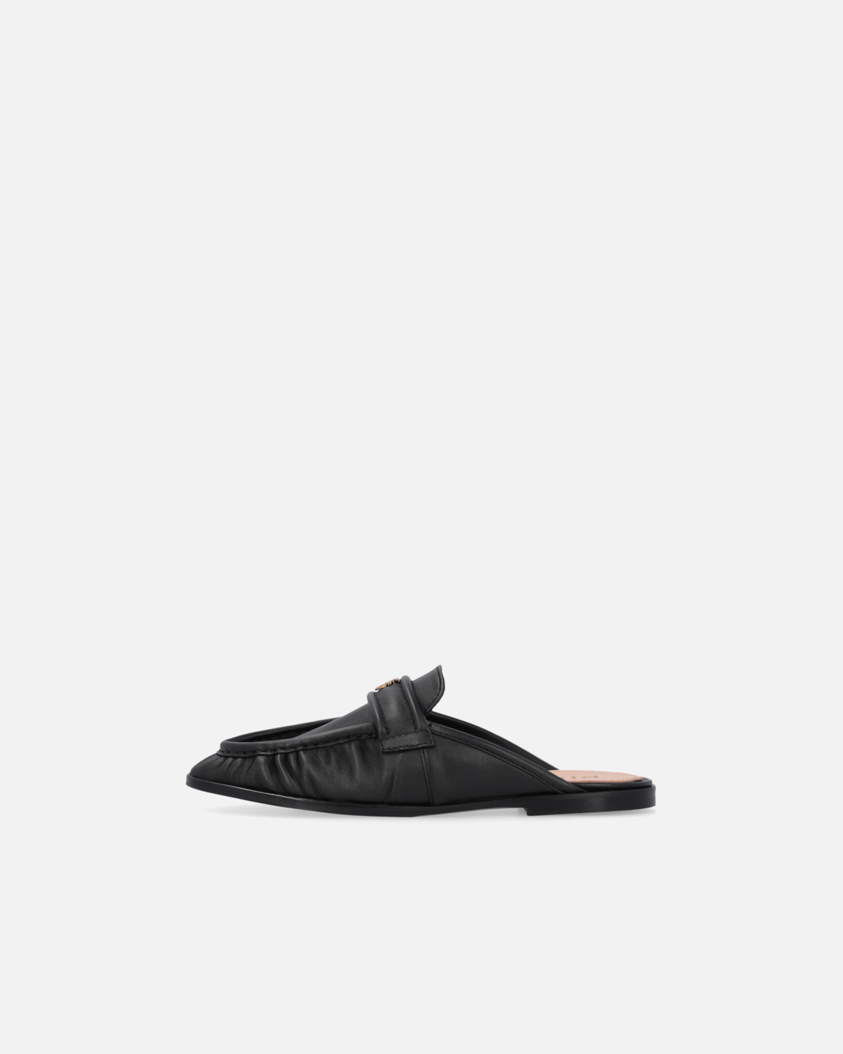 Pinko Flat Nappa Leather Mule Moccasins Limo Black
