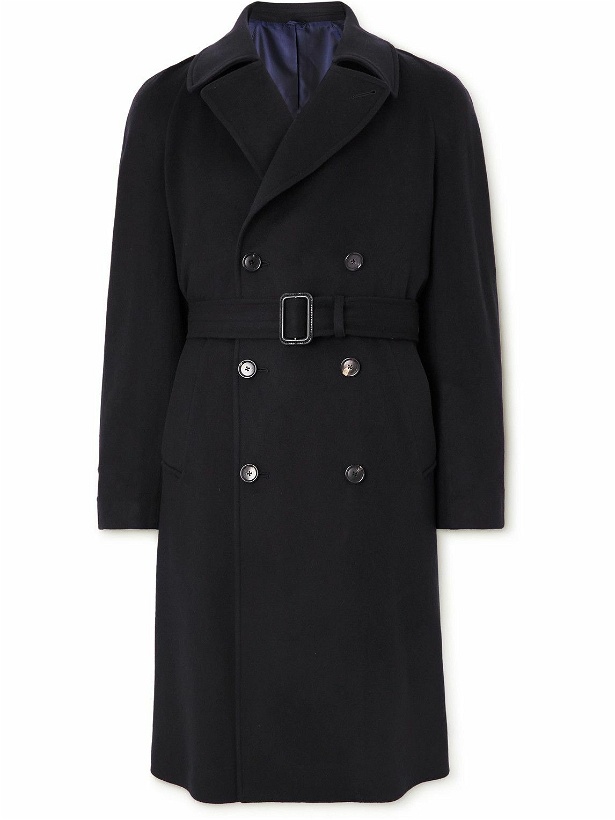 Photo: De Petrillo - Double-Breasted Virgin Wool and Cashmere-Blend Trench Coat - Blue