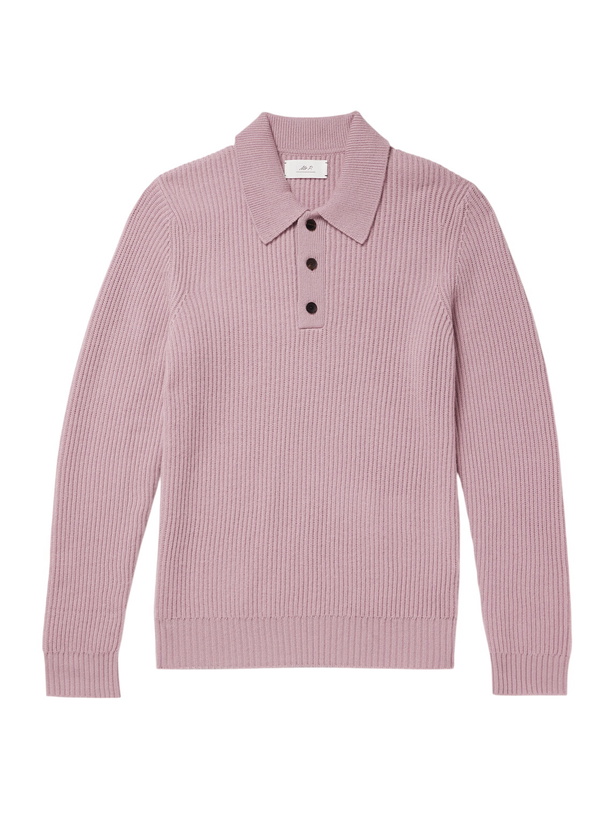 Photo: Mr P. - Ribbed Cashmere Polo Shirt - Pink