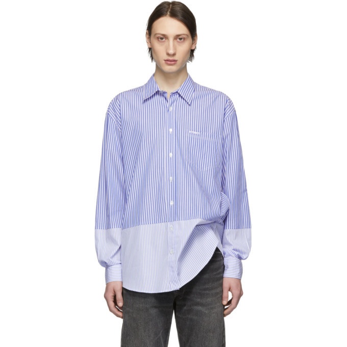 Photo: Vetements Blue and White Stripe Double Classic Shirt