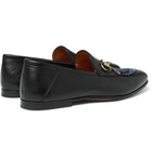 Gucci - Brixton Horsebit Collapsible-Heel Appliquéd Leather Loafers - Men - Black