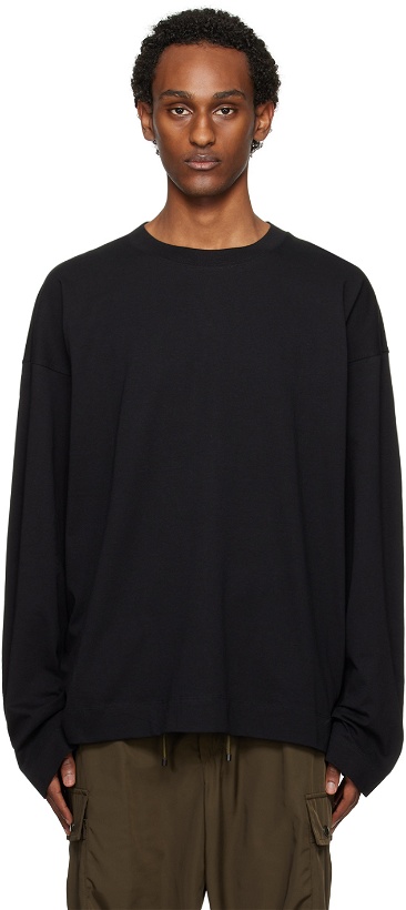 Photo: Dries Van Noten Black Loose-Fit Long Sleeve T-Shirt