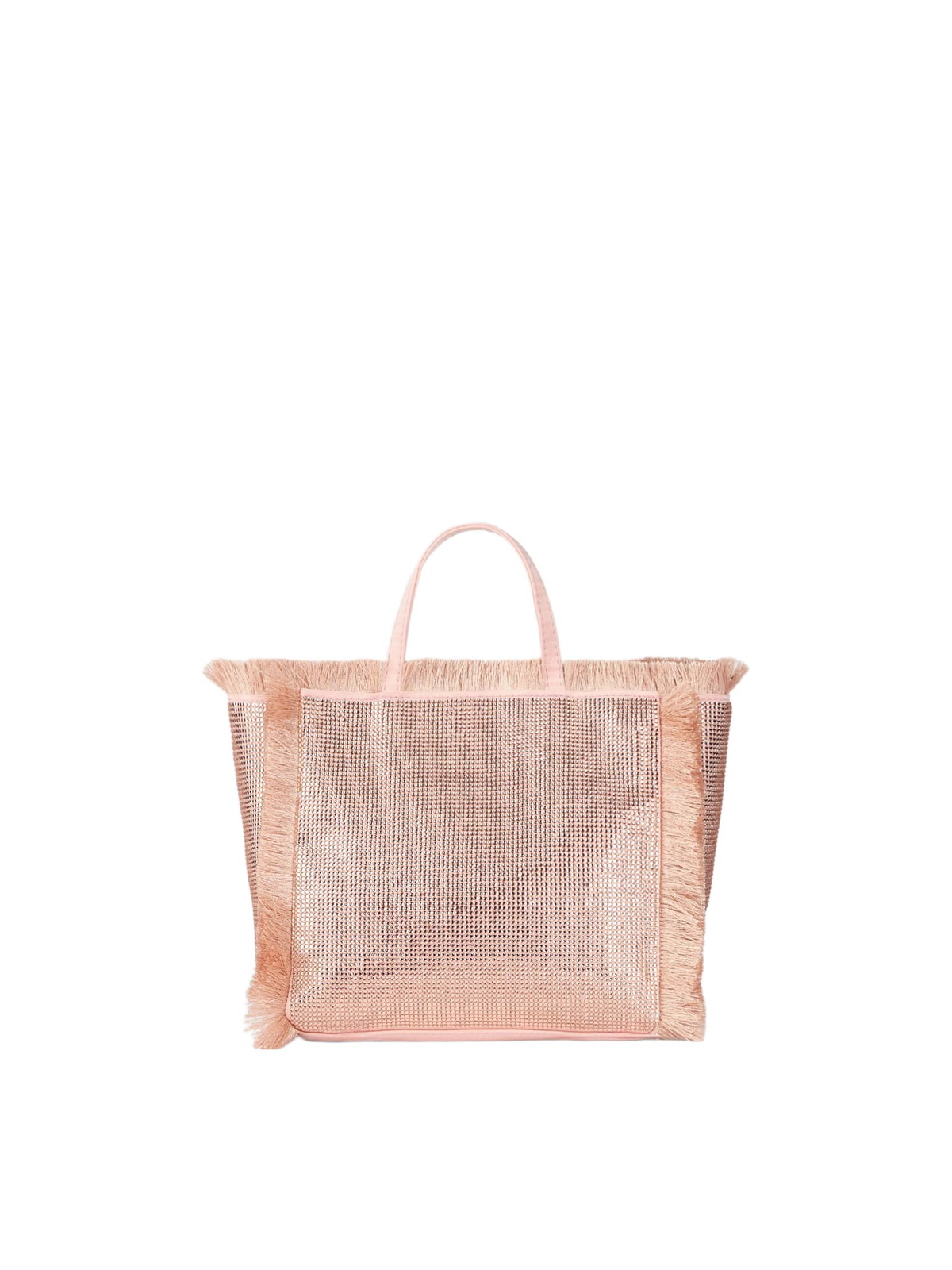 MC2 Saint Barth Mini Vanity Fringed Bag With Rose Gold Rhinestones
