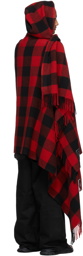 Balenciaga Black & Red Hooded Blanket Coat