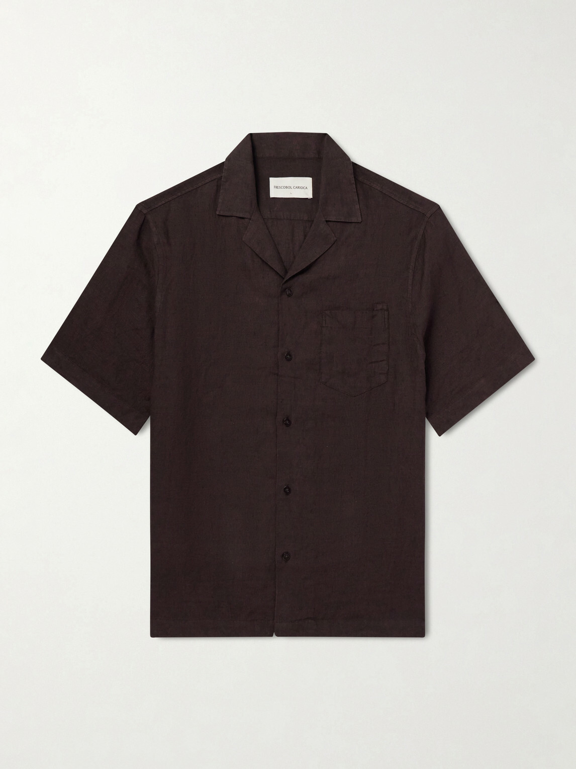 Frescobol Carioca - Angelo Camp-Collar Linen Shirt - Brown