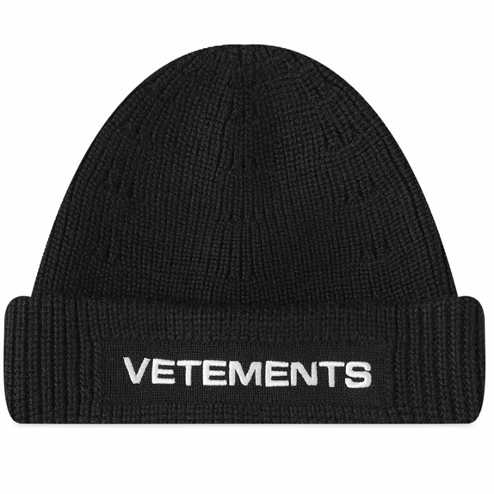 Photo: Vetements Men's Logo Beanie in Black