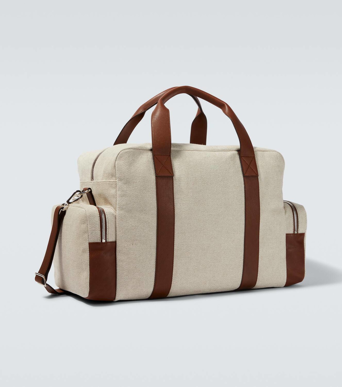 Brunello Cucinelli Leather-trimmed canvas duffel bag