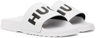 Hugo White Logo Strap Pool Slides