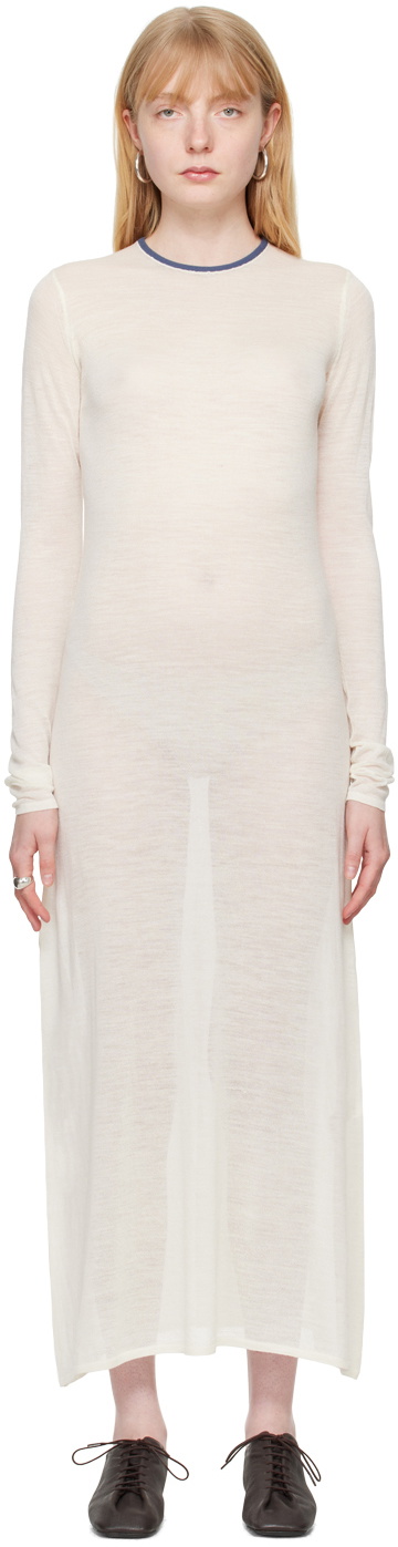 AURALEE Off-White Crewneck Midi Dress