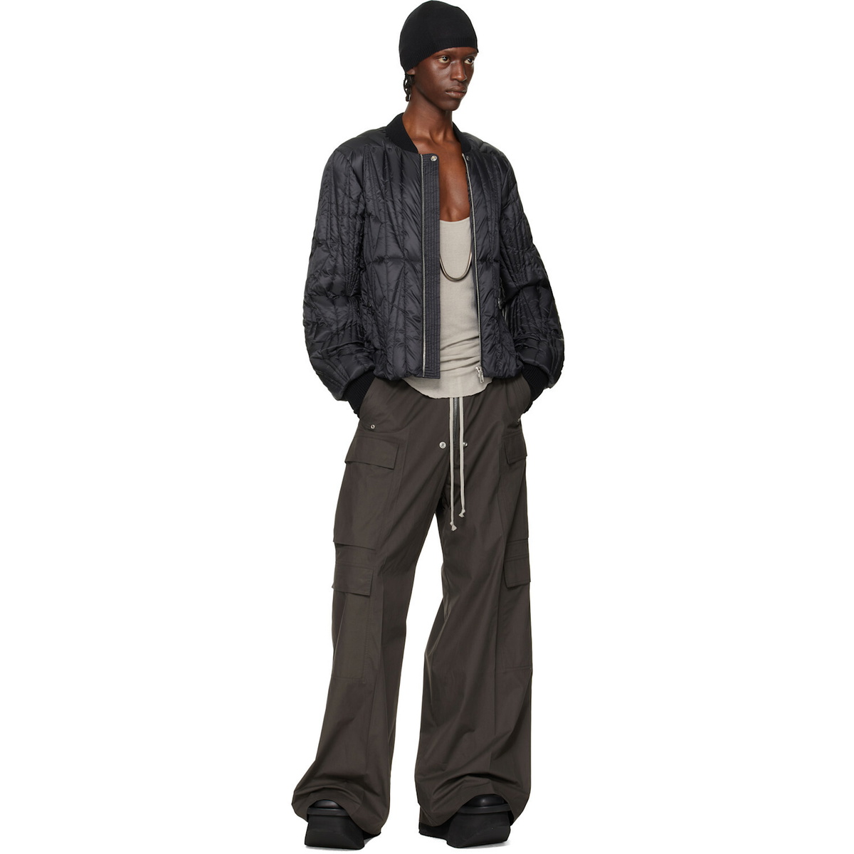Rick Owens Moncler + Rick Owens Black Geocamo Flight Down Jacket