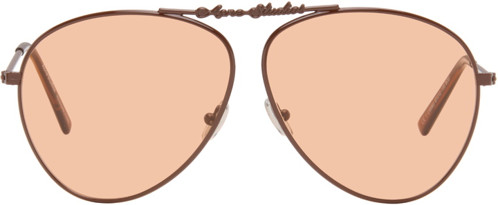Photo: Acne Studios Brown Metal Aviator Sunglasses