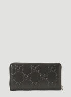 Perforated-Leather Zip-Around Wallet in Black