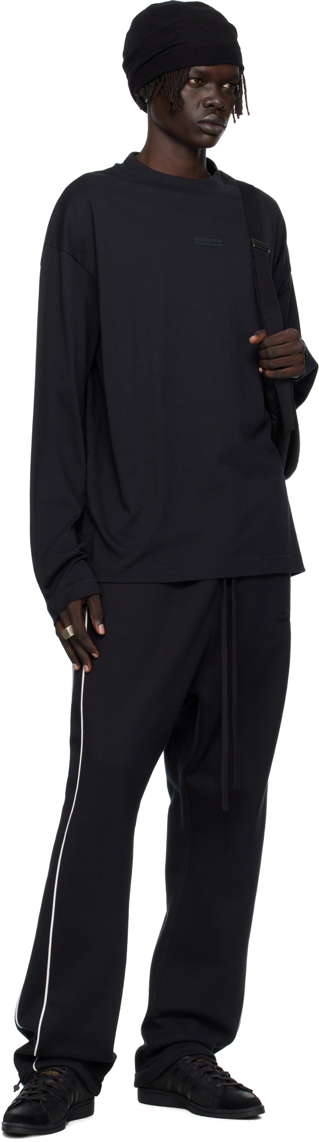 Fear of God ESSENTIALS Black Classic Fit Long Sleeve T-shirt