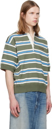 Dsquared2 Green Striped Knit Polo
