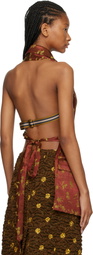 Dries Van Noten Tan Backless Jacquard Blouse