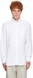 Drake's White Cotton Oxford Shirt