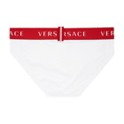 Versace Underwear White and Red Logo Briefs