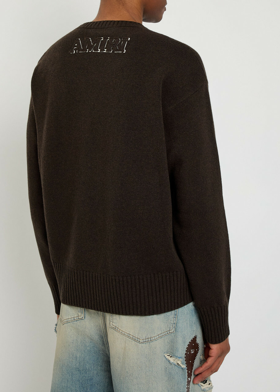 Amiri MA Logo-appliquéd Wool Jumper Dark Brown